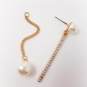 Pave ball and chain pearl earrings